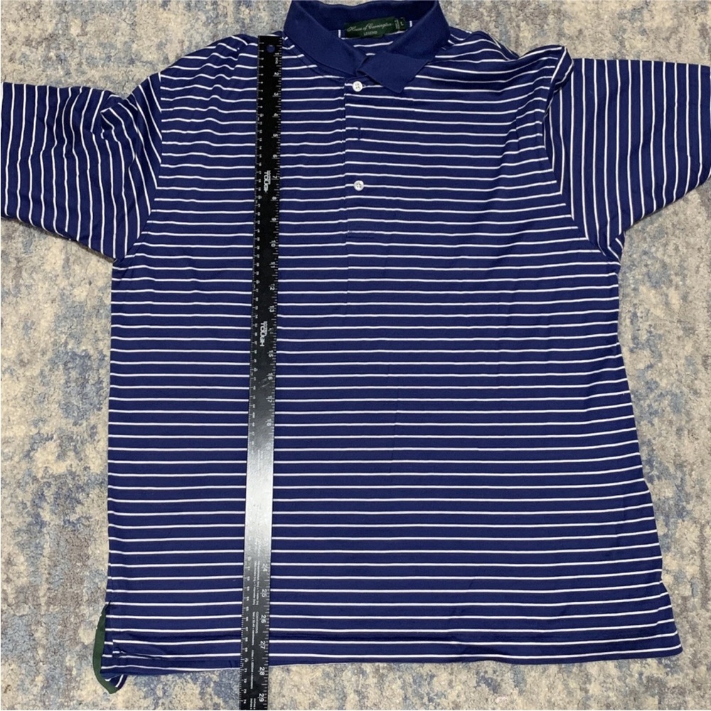 HOUSE OF CARRINGTON LEGEND MENS SS POLO SZ  Large Blue Stripe - Picture 4 of 5